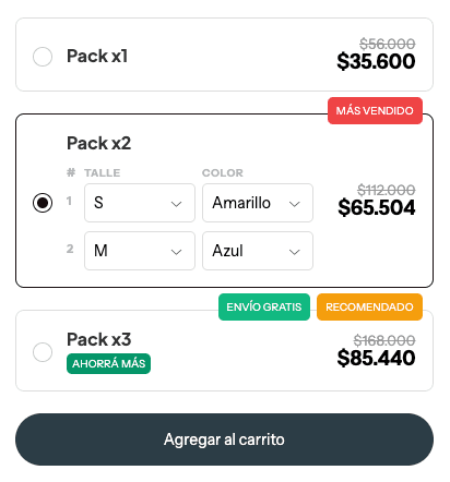 Bundle por Cantidad